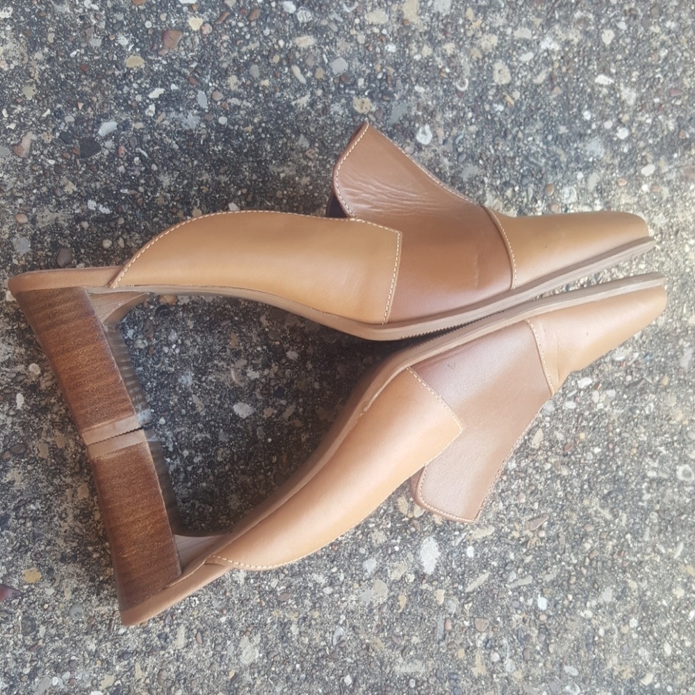 Sandra Brown Patch Square Toe Leather Mules 7.5 - image 5